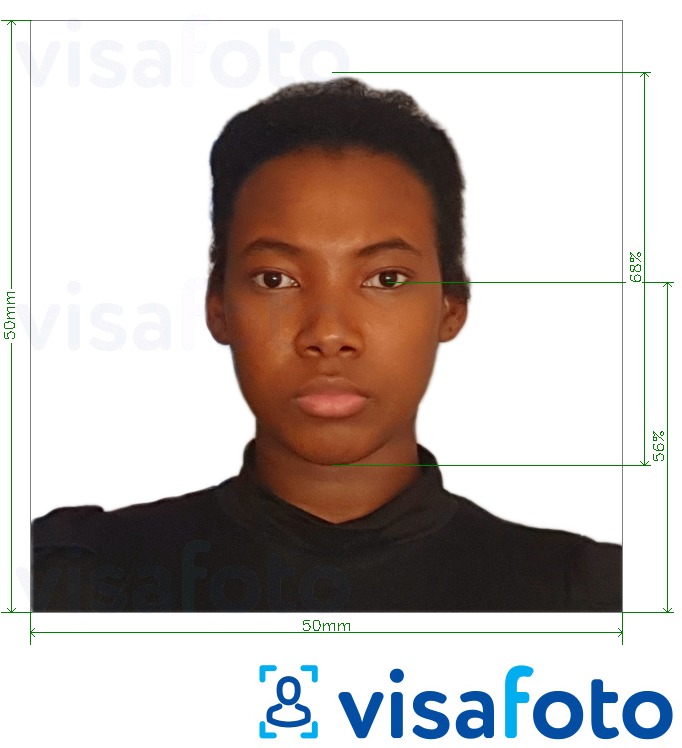 Eksempel bilde for Barbados visum 5x5 cm med riktig størrelse
