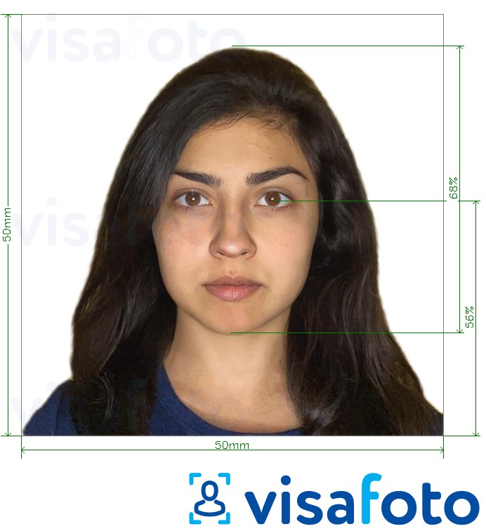 Eksempel bilde for Chile Visa 5x5 cm med riktig størrelse