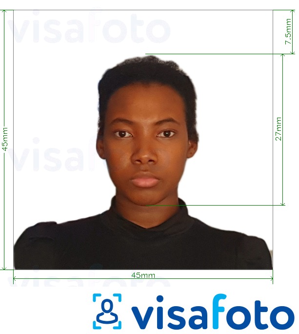 Eksempel bilde for Cuba visum 45x45 mm med riktig størrelse