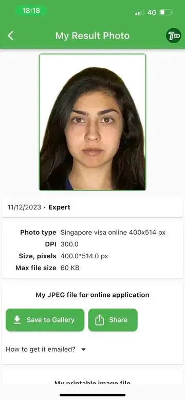 Singapore visum fotoprøve