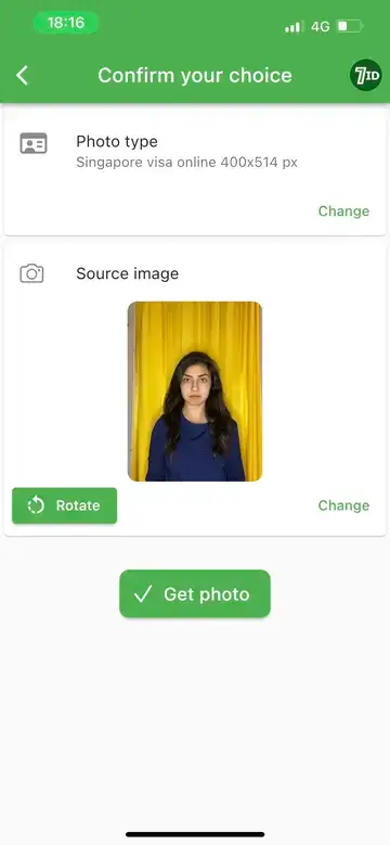 7ID-app: Singapore Visa Photo Size