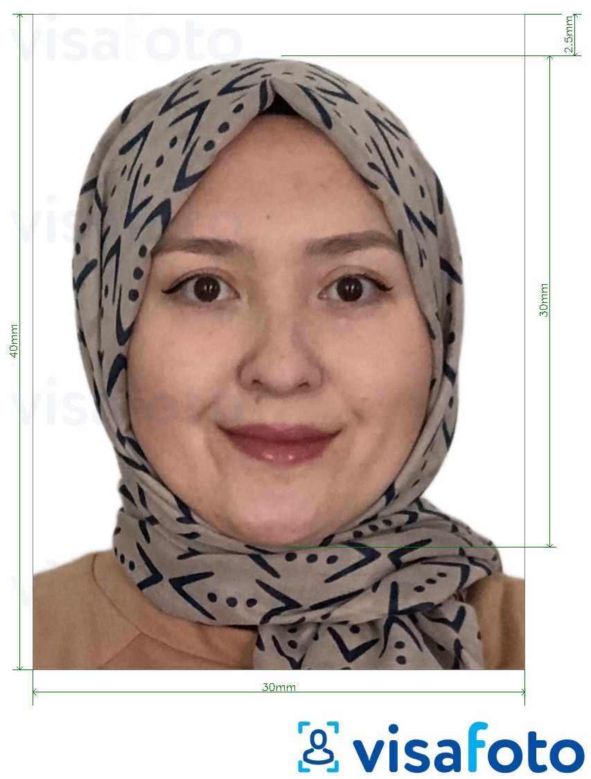 Eksempel bilde for Afghanistan ID-kort (e-tazkira) 3x4 cm med riktig størrelse