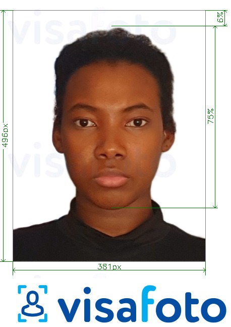 Eksempel bilde for Angola visum online 381x496 piksler med riktig størrelse