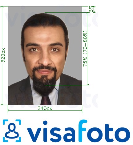 Eksempel bilde for Bahrain ID-kort 240x320 piksler med riktig størrelse