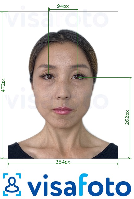 Eksempel bilde for Kina 354x472 piksler med øyne på tvers med riktig størrelse