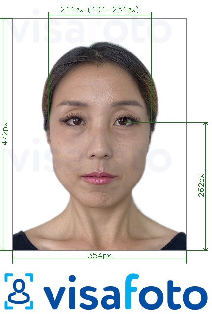 Eksempel bilde for China Passport online 354x472 piksler gammelt format med riktig størrelse