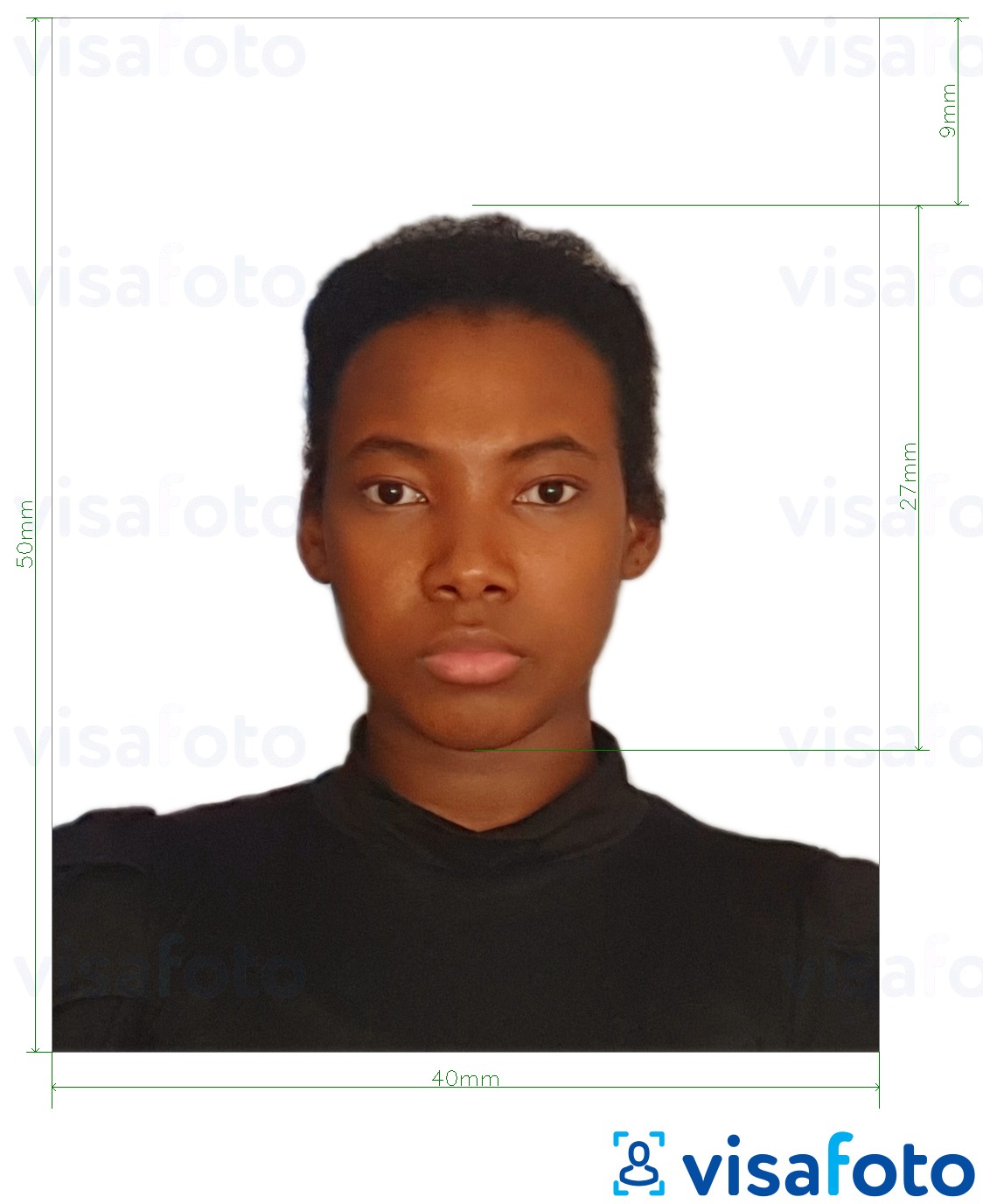 Eksempel bilde for Colombia ID-kort 4x5 cm med riktig størrelse