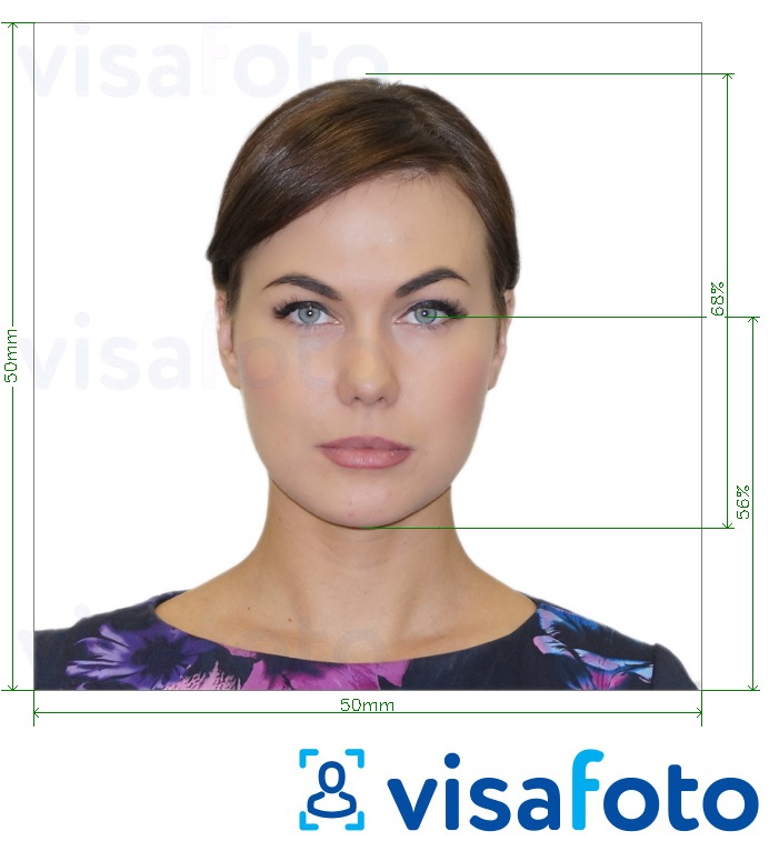 Eksempel bilde for Tsjekkia Pass 5x5cm (50x50mm) med riktig størrelse