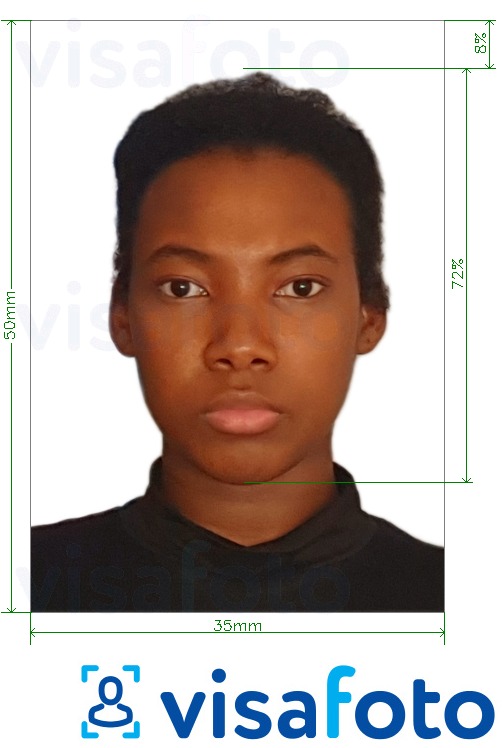 Eksempel bilde for Guinea Conakry visum 35x50mm med riktig størrelse