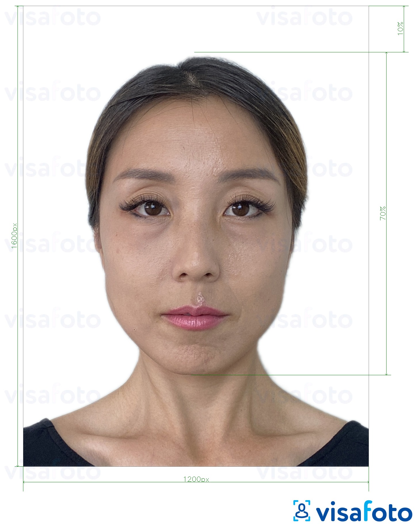 Eksempel bilde for Hong Kong elektronisk e-visum 1200x1600 piksler med riktig størrelse