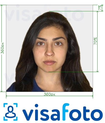 Eksempel bilde for India OCI-pass 360x360 - 900x900 piksler med riktig størrelse