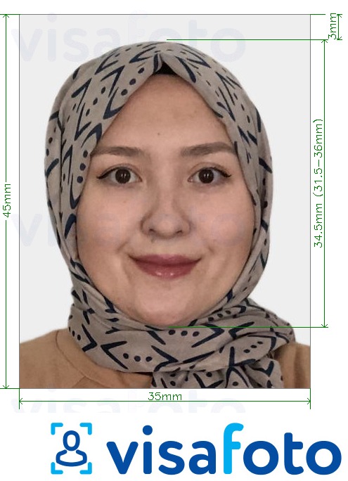 Eksempel bilde for Kasakhstan pass på nettet 413x531 piksler med riktig størrelse
