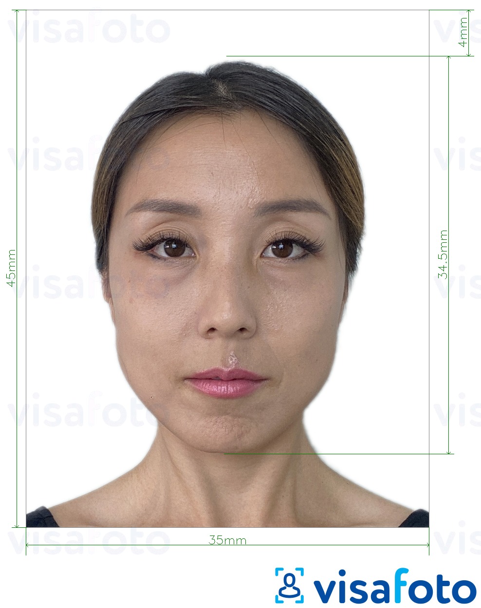 Eksempel bilde for Macau resident identitetskort (BIR) 45x35 mm med riktig størrelse