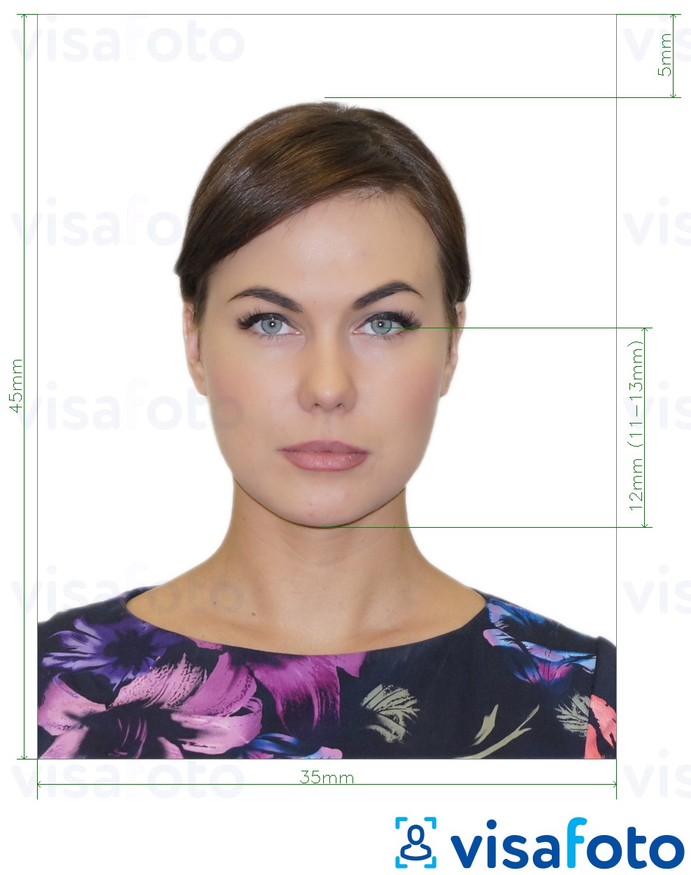 Eksempel bilde for Russland Pass (øynene til bunnen av haken 12 mm), 35x45 mm med riktig størrelse