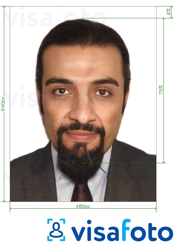 Eksempel bilde for Saudi-Arabia Identitetskort Absher 640x480 piksler med riktig størrelse