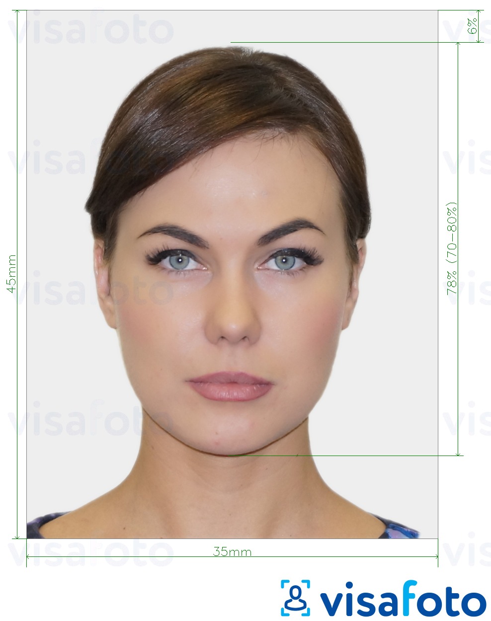 Eksempel bilde for Biometrisk passfoto med riktig størrelse